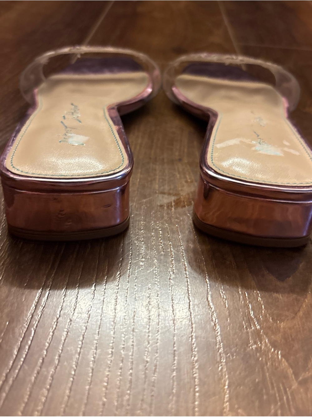 Betsey Johnson Pink Metallic 'bride/maid' Clear Strap Slide Sandals - Picture 5 of 6